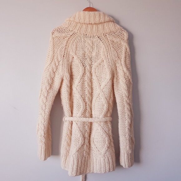 Vintage PINK Victoria's Secret 100% Wool Chunky Knit Cardigan L - Picture 4 of 12